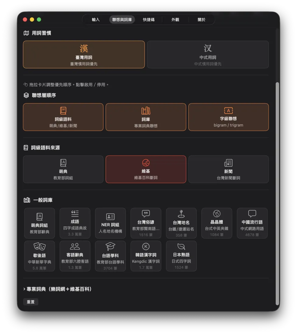 詞庫與專業詞典